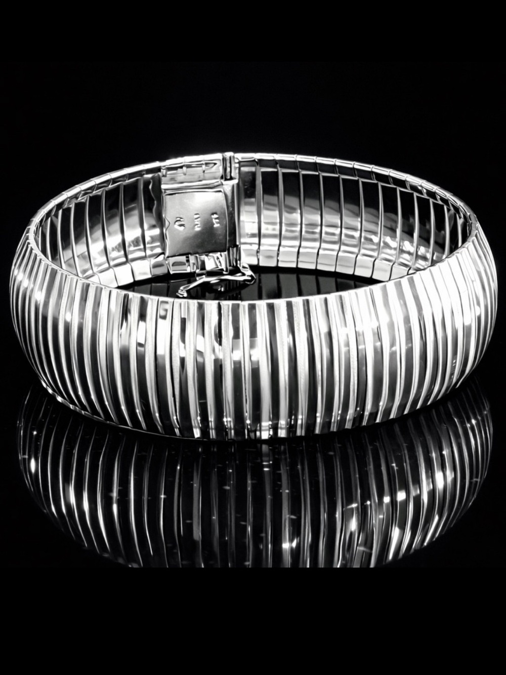 Sterling silver diamond cut omega cuff bangle statement bracelet Bloomingdale’s